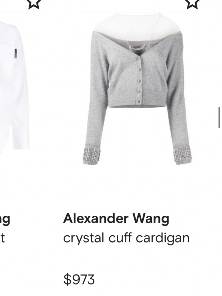 Alexander Wang Crystal Cuff Mesh Cardigan Sweater In Gray